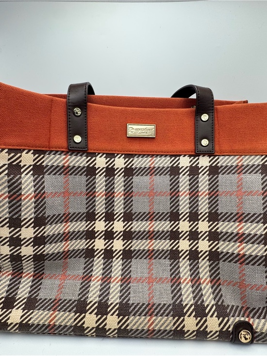 Spartina 449 Handbags - Spartina 449 Plaid Canvas Tote with Rust Trim